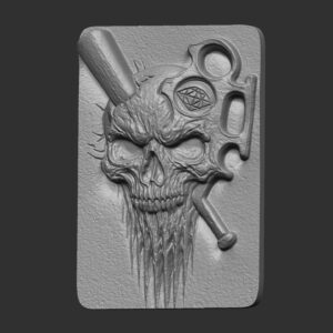 skull with a baseball bat piercing