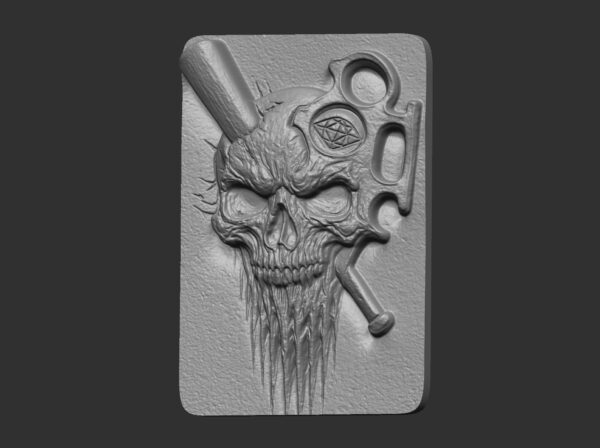 skull with a baseball bat piercing