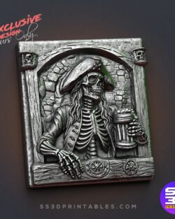 Pirate with beer Window bas relief  -Exclusive Stl