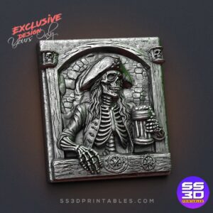 Pirate with beer Window bas relief  -Exclusive Stl