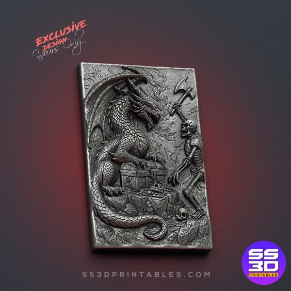 Dragon Saves the Treasure – Exclusive 3D Relief STL - Image 3