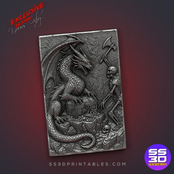 Dragon Saves the Treasure – Exclusive 3D Relief STL