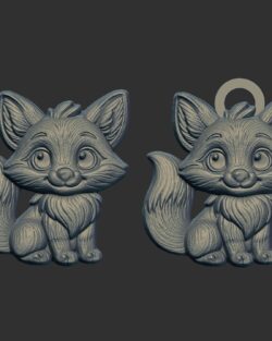 cartoon fox keychain cnc model