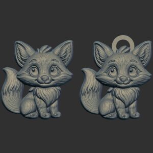 cartoon fox keychain cnc model