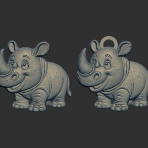 cartoon rhinocero keychain cnc model