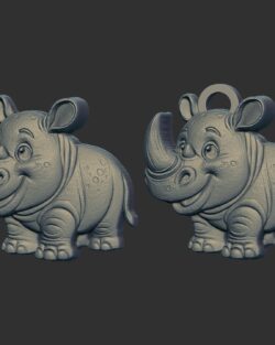 cartoon rhinocero keychain cnc model
