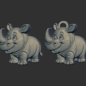 cartoon rhinocero keychain cnc model