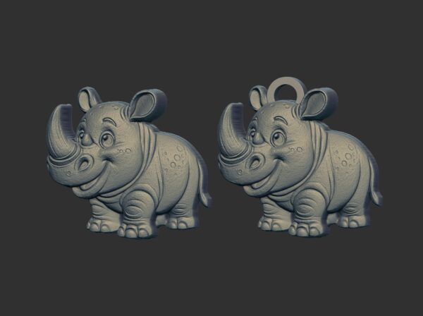 cartoon rhinocero keychain cnc model - Image 2