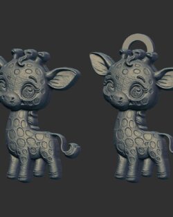 cartoon giraffe keychain cnc model