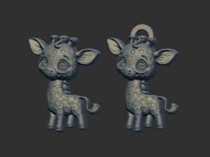 cartoon giraffe keychain cnc model