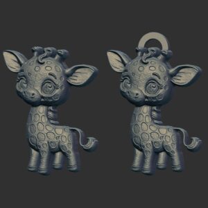 cartoon giraffe keychain cnc model