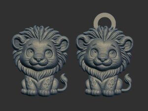 cartoon lion keychain cnc model