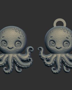 octopus cartoon keychain cnc model
