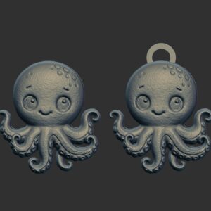 octopus cartoon keychain cnc model