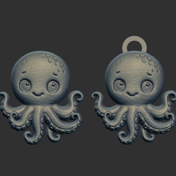 octopus cartoon keychain cnc model