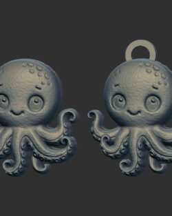 octopus cartoon keychain cnc model
