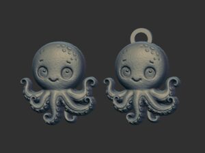 octopus cartoon keychain cnc model