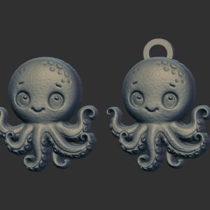 octopus cartoon keychain cnc model