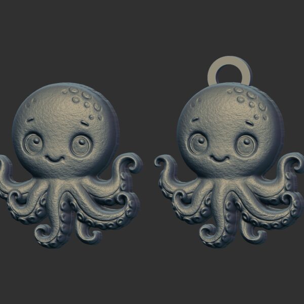 octopus cartoon keychain cnc model