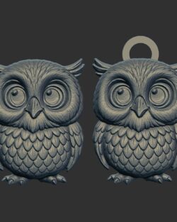 owl cartoon keychain cnc model