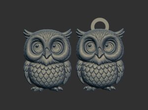 owl cartoon keychain cnc model