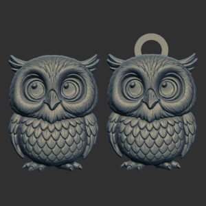 owl cartoon keychain cnc model