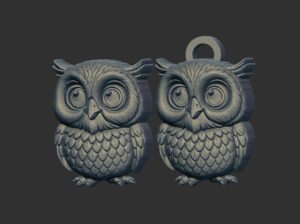 owl cartoon keychain cnc model - Image 2