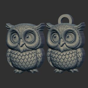 owl cartoon keychain cnc model