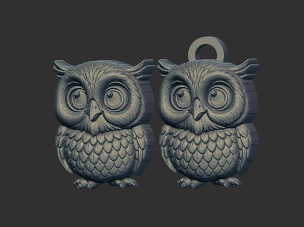 owl cartoon keychain cnc model - Image 2