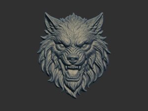 3D model of a wolf  head pentant cnc