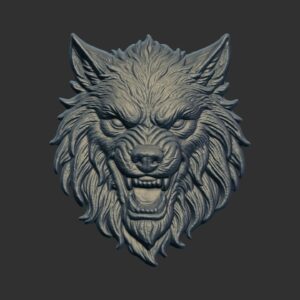 3D model of a wolf  head pentant cnc
