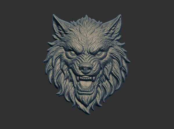 3D model of a wolf  head pentant cnc