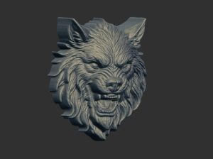 3D model of a wolf  head pentant cnc - Image 2