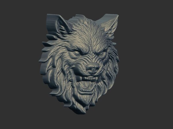 3D model of a wolf  head pentant cnc - Image 2
