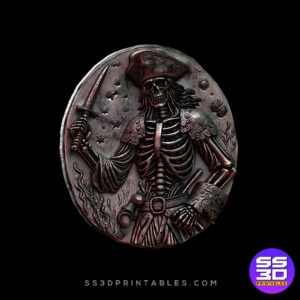 Pirate Skeleton with Sword – Bas Relief STL - Image 3