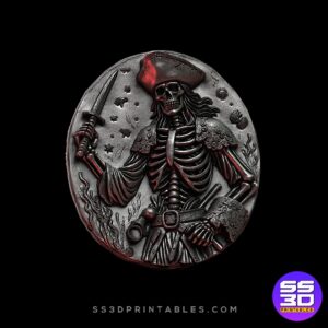 Pirate Skeleton with Sword – Bas Relief STL
