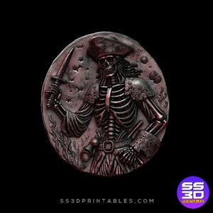 Pirate Skeleton with Sword – Bas Relief STL