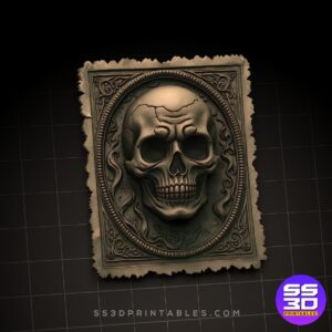 Skull Card Vintage Ticket Relief