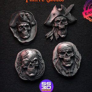 Pirate Skull Pack of 4 – Exclusive 3D Printable STL Files