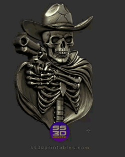 cowboy skeleton Relief stl