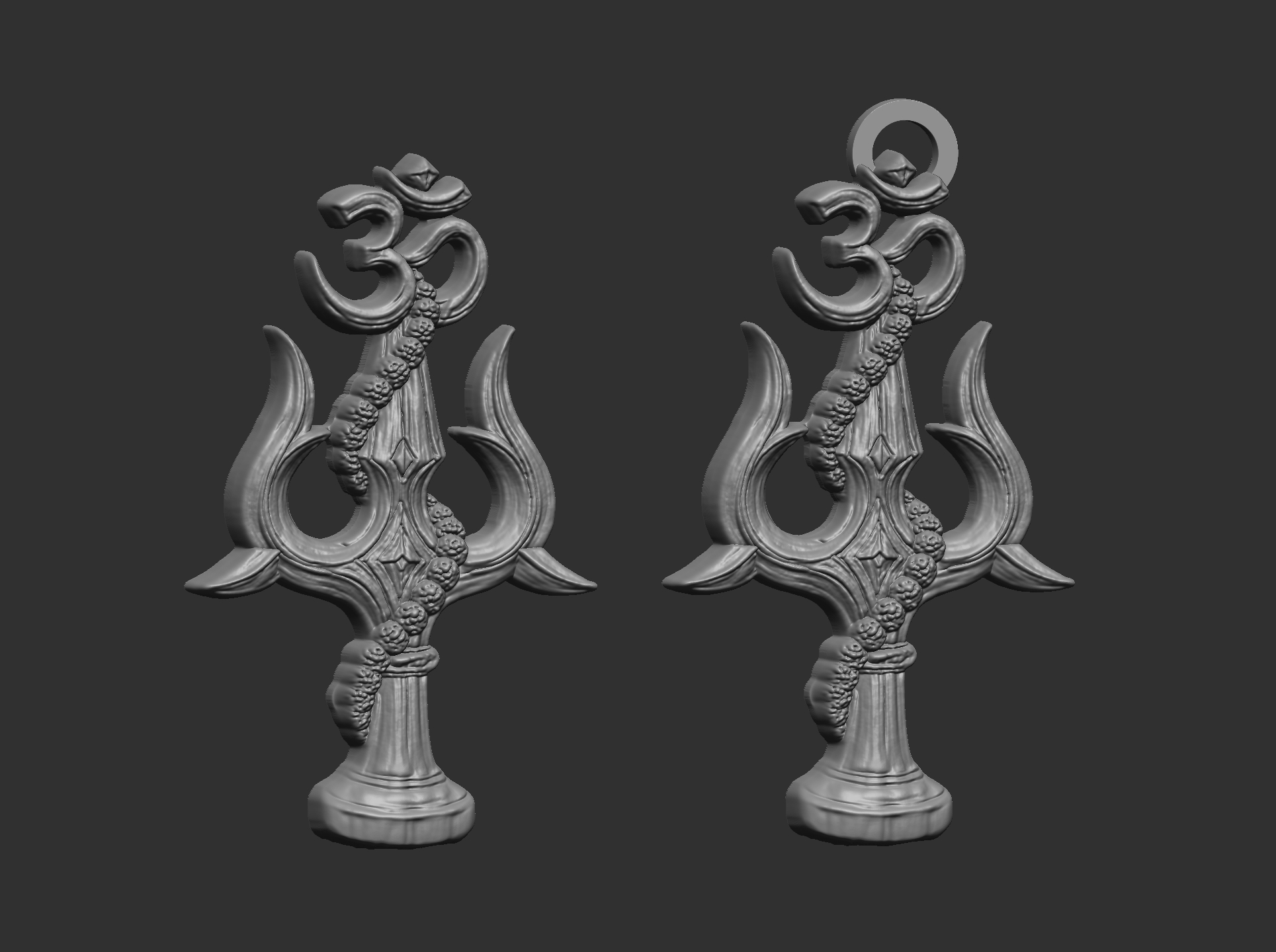 3dmodel and baserelife cnc model for Divine Lord Shiva Trishul with Damaru Symbol pentant 2 - Image 2