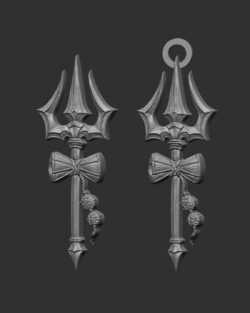 3d model for cnc baserelife model Divine Lord Shiva Trishul with Damaru Symbol pentant