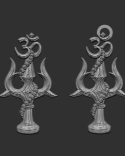 3dmodel and baserelife cnc model for Divine Lord Shiva Trishul with Damaru Symbol pentant 2