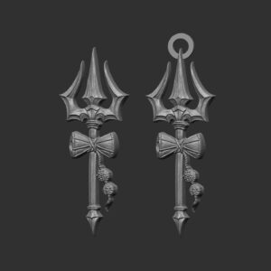 3d model for cnc baserelife model Divine Lord Shiva Trishul with Damaru Symbol pentant