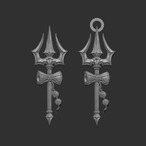 3d model for cnc baserelife model Divine Lord Shiva Trishul with Damaru Symbol pentant