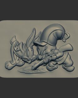Bugs Bunny and Elmer Fudd 3D Relief Model