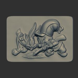 Bugs Bunny and Elmer Fudd 3D Relief Model