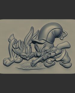Bugs Bunny and Elmer Fudd 3D Relief Model