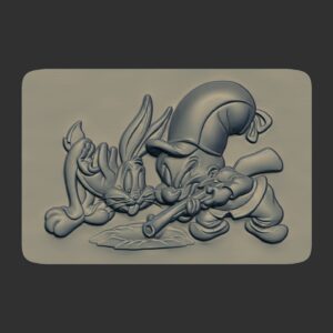 Bugs Bunny and Elmer Fudd 3D Relief Model