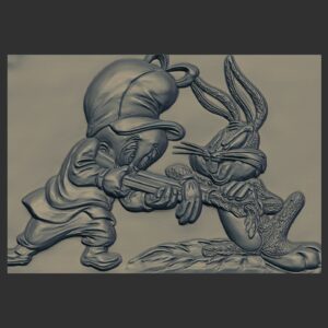 Bugs Bunny and Elmer Fudd 3D Relief Sculpture 3
